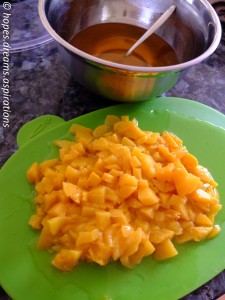 mango jelly mix and chopped up fruit